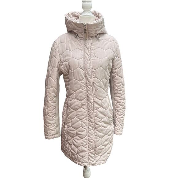 Calvin Klein Parka Coat Quilted Pale blush Pink Beige Rose Gold Size Small: - Picture 2 of 16